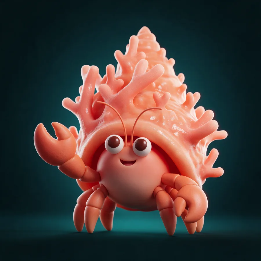 The Menucove hermit crab waving.